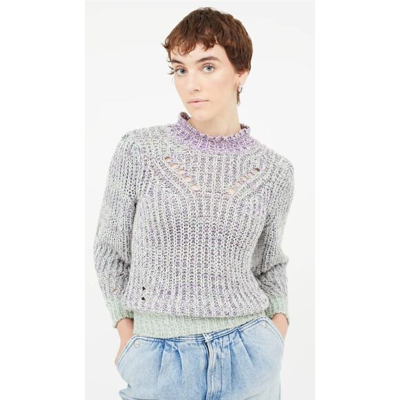 Isabel Marant Latiya Multicolor Ribbed Long Sleeve Pullover Sweater Size 40 - Picture 4 of 15